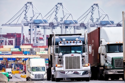 Trucks at a port