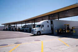 trucks at a fuel island