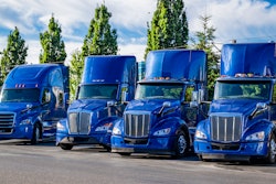 Blue trucks of multiple brands