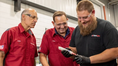 Volvo's Voorhoeve in service shop at TransEdge