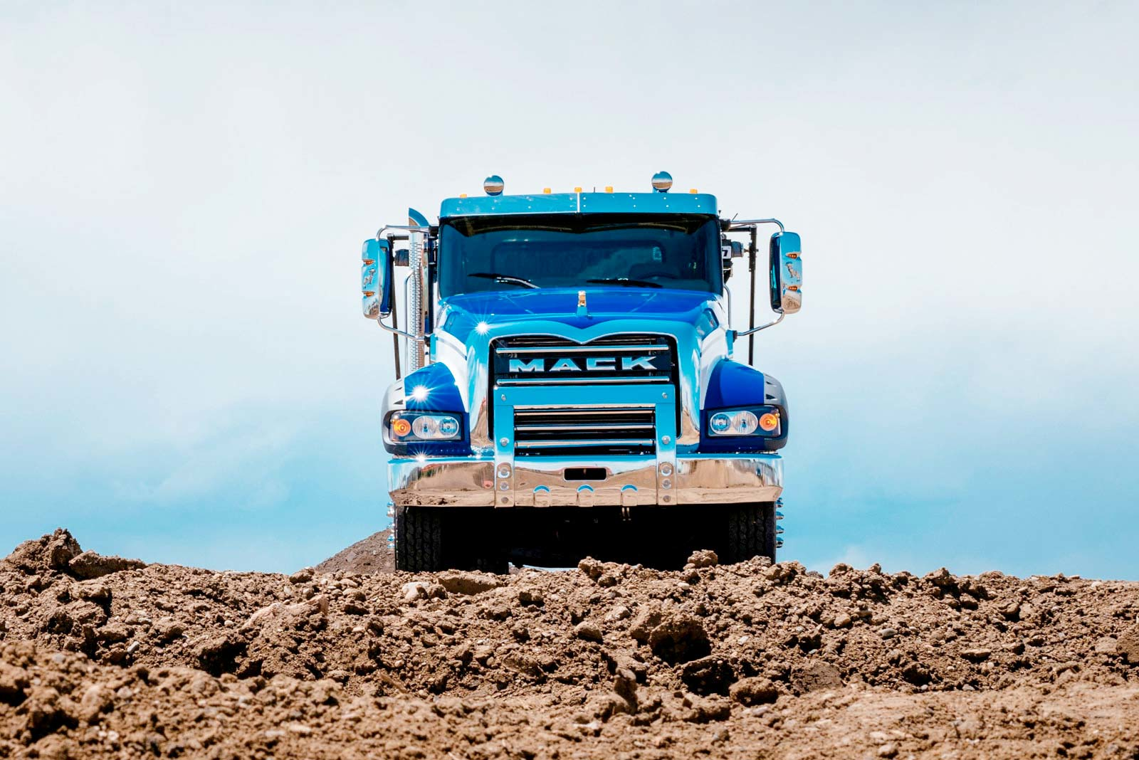 Mack Granite on a dirt field