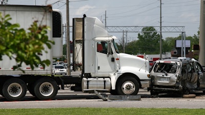 White truck rear ends a SUV