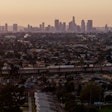 Los Angeles distance view with trucks