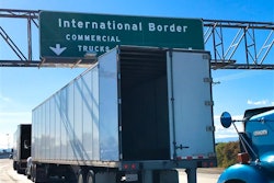 Truck waiting to cross into United States