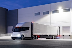 Tesla Semi parked at night