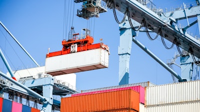 Crane ship container chassis