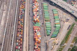 Overhead shot of Chicago railyard