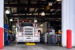 Truck in service bay