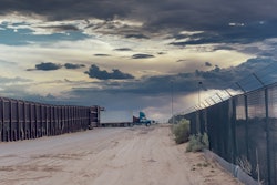Truck driving through border