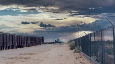 Truck driving through border