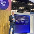 Ford Pro Integrated Services Chief Revenue Officer Dave Prusinski speaks during a press conference Tuesday at the Work Truck Show in Indianapolis.
