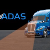 A Kenworth truck with a forward-looking camera that supports ADAS