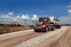 International LT truck in the field