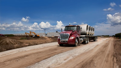 International LT truck in the field