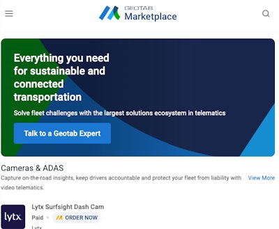 A screenshot of the Geotab Marketplace
