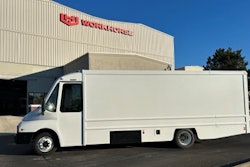 A long wheel-base Workhorse W56 step van.