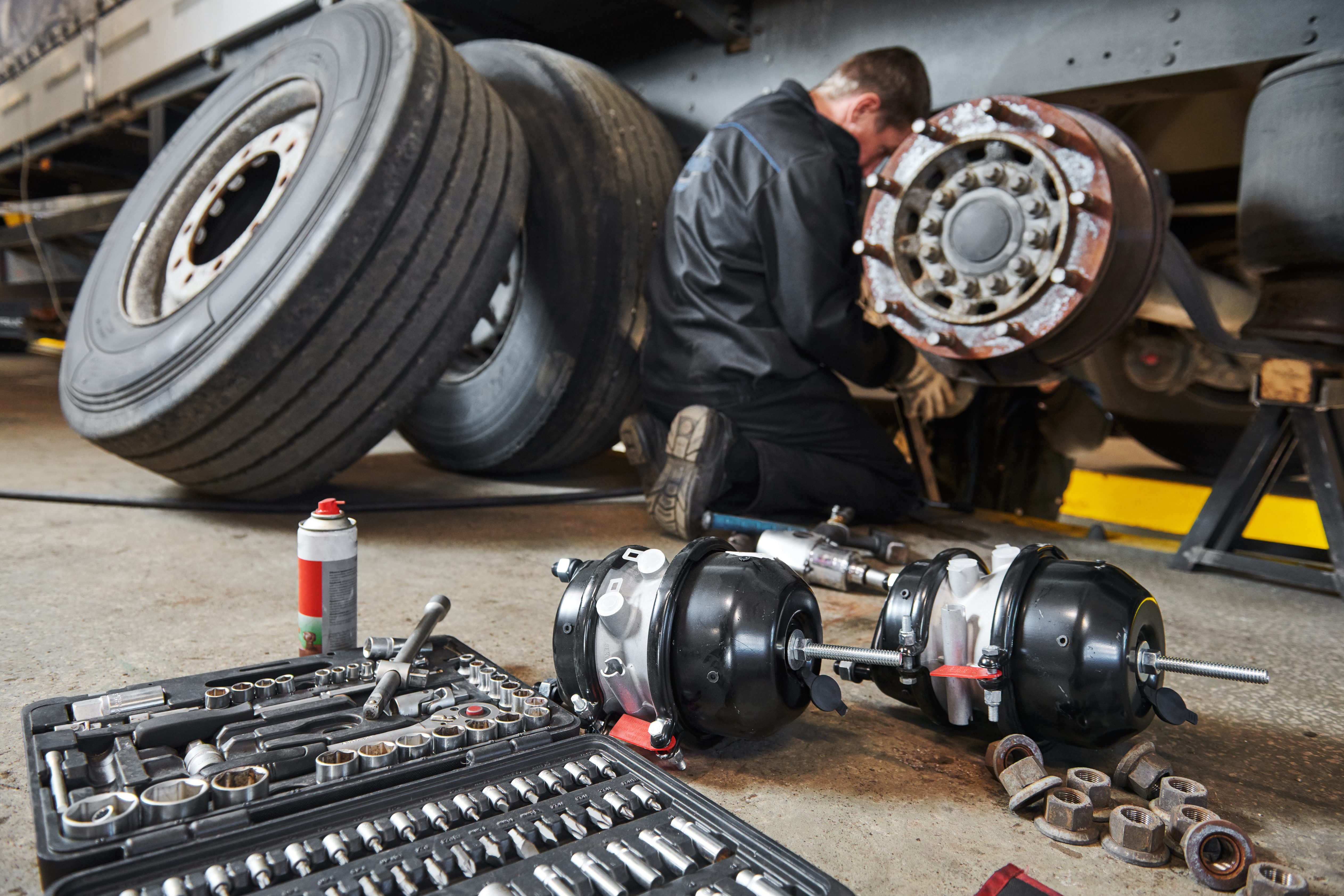 guy working on a brakes