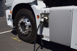 Battery Electric Class 8 Truck Charging At Depot