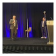 HDA Truck Pride's Clint Carter (left) and Bryan Funke showcase opportunities for distributor and vendor attendees to strengthen their operations during the organization's Annual Meeting Wednesday in National Harbor, Md.