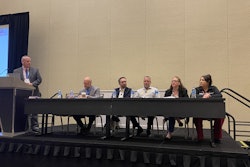 From left: Martin Redilla, HDA Truck Pride; Jeff Baker, Vander Haag's; Jay Goninen, WrenchWay; Blain Johnson, T3 Recruiters; Susan Gard, Blaine Brothers; and Lauren Reinhold, UNOH; speak on employee recruitment and retention during the HDA Truck Pride Annual Meeting Wednesday in National Harbor, Md.