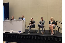 From left: Wendy Sorquist, Blaine Brothers; Tim Shaw, Potter Webster; Brad Watkins, Local and Qualified; Kevin O'Sullivan, ProKeep; and Julie Shaw, Pin-up Marketing; participate in a panel discussion on online marketing during the HDA Truck Pride Annual Meeting in National Harbor, Md.