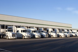 Line Of Trucks At A Loading Dock