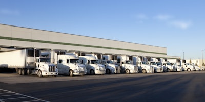 Line Of Trucks At A Loading Dock