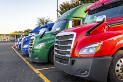 Multi Colored Row Of Tractors