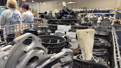 Employees celebrate the 40th anniversary of the Haldex Reman plant in Marion, N.C.