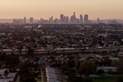 Los Angeles Distance View With Trucks