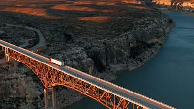 Truck And Trailer Crossing Rio Grande