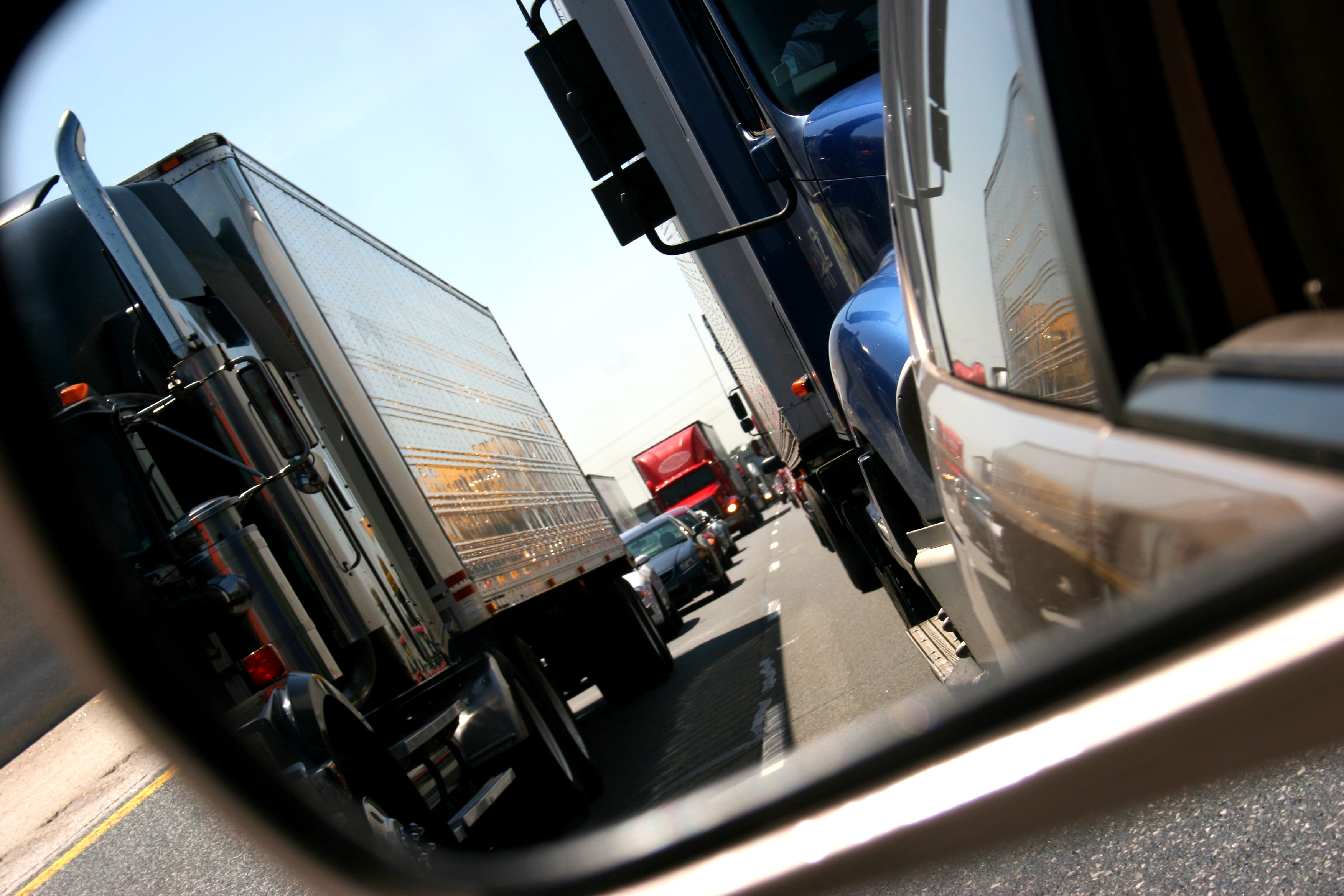 Trucks Through Mirror