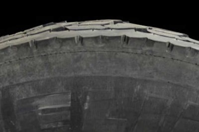 An example of heel-to-toe tire wear