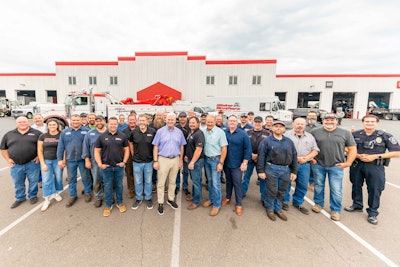 Representative Tom Emmer (R-Minn.) with the workforce at Blaine Brothers' facility in Blaine, Minn.