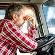 Frustrated Truck Driver In Cab