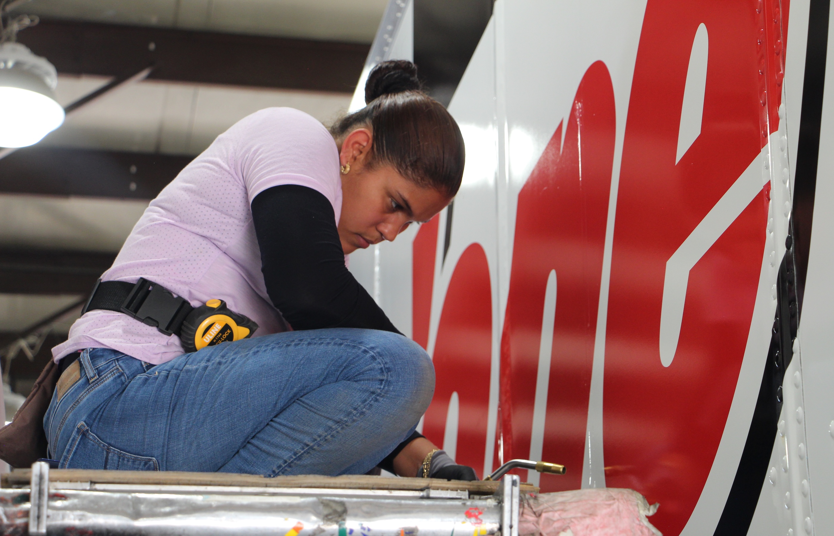A technician works on a trailer at Stoops Trailers. The dealer, owned by McCoy Group, has 26 locations in the Midwest.