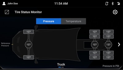 Mack's on-board tire pressure monitoring system.