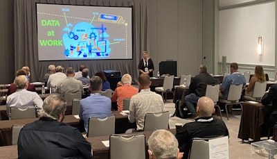 VIPAR Heavy Duty Manager of Content Services Andrea Lily presents on updates to PARTSPHERE PIM and DAM during the IMPACT Conference Monday in Orlando, Fla.