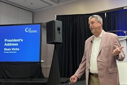 Dean Vicha, president of NationaLease, addresses attendees at the company's sales meeting and Dedicated Logistics Summit.