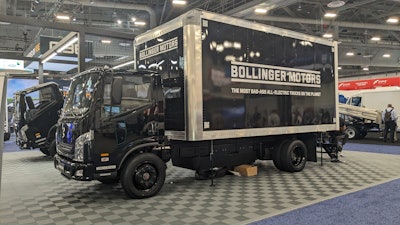 Bollinger Motors' battery-electric B4 chassis cab on display at the 2025 Advanced Clean Technology Expo.