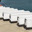 Row Of White Trailers On Pier