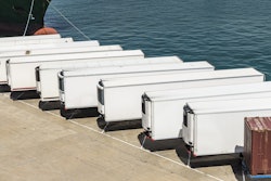 Row Of White Trailers On Pier