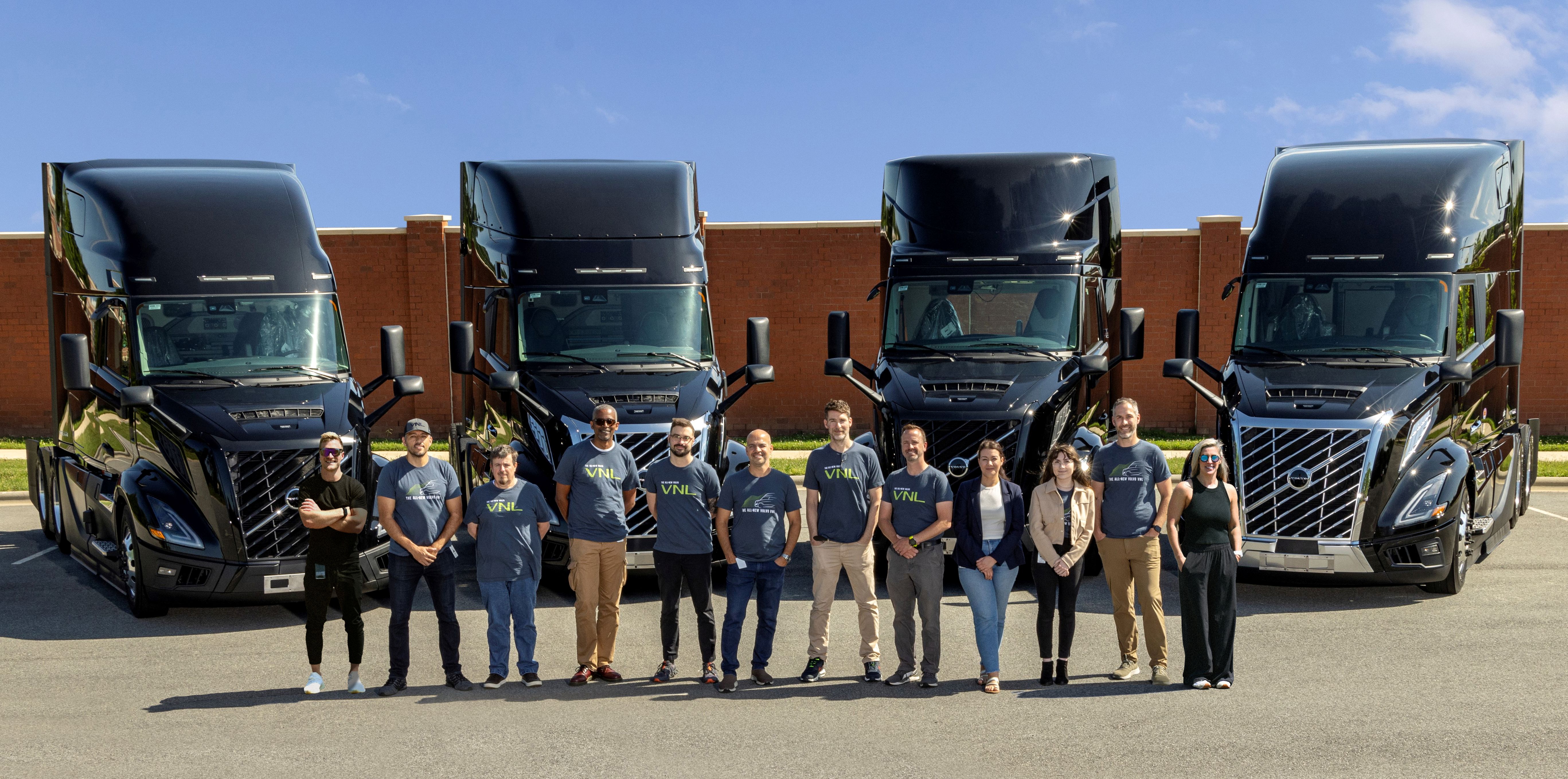 The design team for the all-new Volvo VNL, from left, are Raleigh Haire, industrial designer; Christian Christensen, industrial designer; Morris Jeffreys, user experience designer; Michael Lawrence, chief user experience designer; Matt Kulczycki, senior visualization designer; Alexandre Henriques, chief exterior designer; Ian Anderson, senior industrial designer; Brian Balicki, head of design; Oana Mihai, graphic designer; Ainsley Carter, user experience designer; Jason Dabel, chief interior designer; and Brooke Elliott, senior color material and finish designer.