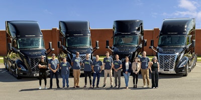 The design team for the all-new Volvo VNL, from left, are Raleigh Haire, industrial designer; Christian Christensen, industrial designer; Morris Jeffreys, user experience designer; Michael Lawrence, chief user experience designer; Matt Kulczycki, senior visualization designer; Alexandre Henriques, chief exterior designer; Ian Anderson, senior industrial designer; Brian Balicki, head of design; Oana Mihai, graphic designer; Ainsley Carter, user experience designer; Jason Dabel, chief interior designer; and Brooke Elliott, senior color material and finish designer.