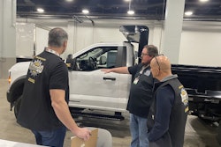 A competitor in the Medium-Duty, Ford category speaks to judges at the 2025 Rush Tech Skills Rodeo in Nashville.