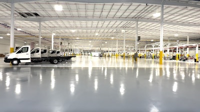 The inside of Workhorse Group's medium-duty battery-electric assembly building.
