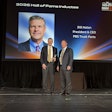 Bill Nolan (left), president at PBS Truck Parts, is announced as the latest inductee to the Heavy Duty Aftermarket Hall of Fame Tuesday at Heavy Duty Aftermarket Week in Grapevine, Texas.