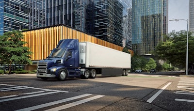 Mack Truck On City Street Turning