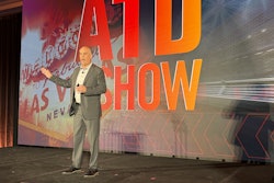 David Carson with Daimler Truck North America speaks during the opening general session at the 2026 American Truck Dealers (ATD) Show Tuesday in Las Vegas.