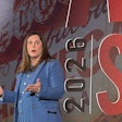 ATD President Jacqueline Gelb speaks about the organization's priorities in the upcoming year during a general session at the 2026 ATD Show Wednesday in Las Vegas.
